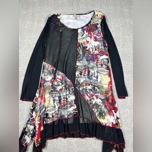Pretty Angel Silk Blend Asymmetric Goth Lace Colorful Womens Size XL